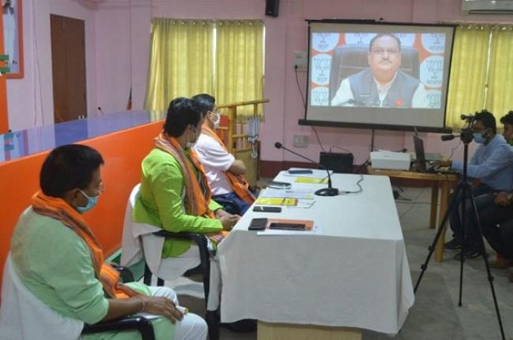 Nadda met Tripura BJP top leaders through Video Conferencing 